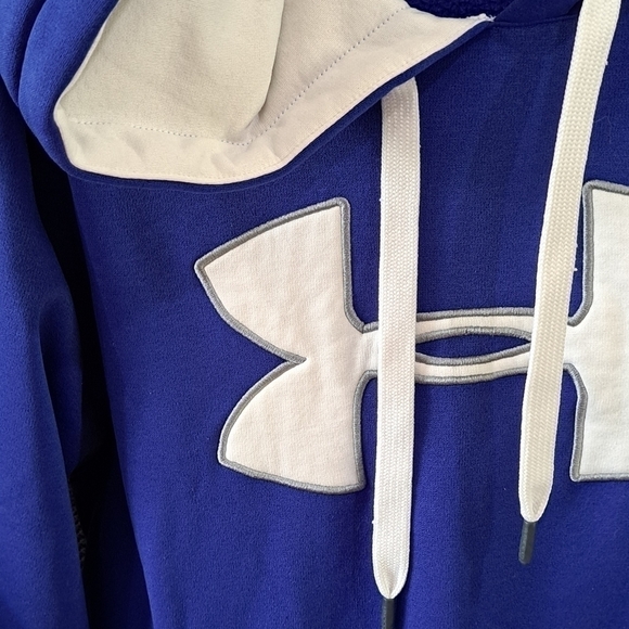 Under Armour Sweatshirt Men's Size Medium Hoodie Loose Fit Blue and White Logo - Picture 5 of 13
